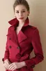 Trench da donna stile classico corto!Cappotto doppiopetto moda donna / design inglese Top qualità con cintura slim fit cotone taglia S-xxl