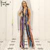 Missord 2019 Sexy Deep V Off Épaule Multi Couleur Sequin Dos Nu Rayé Barboteuses Élégant Parti Combinaison FT18932 T5190614