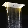 Badrum Tak LED Dusch Set Embedded Mounted Rainfall Vattenfall Massage Stora Showerhead Panel Termostatiska Mixer Kranar