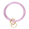 New popular trendy fashion ins designer cute lovely glittering leather bangle bracelet for woman with keychain