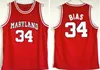 College 34 Len Bias Jersey Mannen Basketbal Universiteit 1985 Maryland Terps Jerseys Team Rood Geel Wit Weg Sport Gestikte Shirts