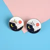 Vackert landskap Pin Sunrise Moon Rise Horizon Emalj Pins Star Mountain Brosches Runda Lapel Pin Badges Shirt Väska Smycken Gåva för kvinnor