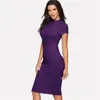 2019 vermelho na altura do joelho workwear bodycon vestido feminino primavera roxo manga curta lápis midi vestido senhoras