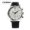 SINOBI Fashion Causal Mens Watches Top Brand Luxury Calendar Chronograph Leather Watchband Wrist Watch Business Montre Hommes