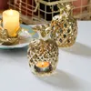 Gold Pineapple Shaped Ceramic Candle Holders Iron Art Candlestick Tea Light Stand for Home Christmas Party Decorations