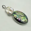 10Pcs Handmade Unique Silver Bezel Natural Rainbow Abalone Paua Shell & Irregular Freshwater Pearl Pendant Jewelry, Nautical, Beach Wedding