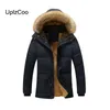 Trenchs d'homme UplzCoo 2021 Manteau d'hiver pour hommes épais veste en coton chaud mince décontracté patchwork col de fourrure à capuche coupe-vent FM1291