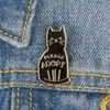 Broche en émail pour chat, veuillez adopter une broche en forme d'animal noir, mignon, dessin animé, Badge à revers, bijoux en Denim, chaton fascinant