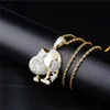 New Hotsale Men Necklace Gold Plated CZ Purse Pendant Hip Hop Rapper DJ Necklace Accessory