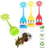 Silicone Herbal Spice Filter Food Grade Tea Leaf Strainer Reusable Kitchen Party Tea Infuser with Drip Tray