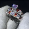 choucong Heart shape Ring Diamond 925 Sterling Silver Engagement Wedding Band Rings set for women Bridal Jewelry