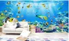 Fonds d'écran pour le salon Mur de fond 3D du monde sous-marin énorme piranha