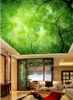 Green refreshing old tree 3D ceilings mural Ceiling Wall Painting Living Room Bedroom Wallpaper Home Decor