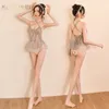 Kobiety luksusowy projektant piżamowy seksowne koronki pozostają w body Lenceria malowanie kobiet -stringi