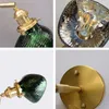 Retro Green Glass Wall Lamp Nordic Brass Sconce Aisle Porch Corridor Balcony Restaurant Hotel Bedside Exquisite Vintage Lighting