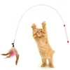Tråd rolig katt leksak med fjäderklockor rolig katt pinne husdjur levererar rolig katt husdjur teaser fjäder tråd leksak