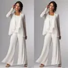 Elegante pezzo di pantalone da sposa con giacca abiti da pantalone in chiffon formale per sposo madre estate abiti da ospiti estate