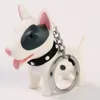 Tecknad hund nyckel kedja handmålade hantverk hund tjur terrier keychain pvc djur figur prydnad för bil nyckelring