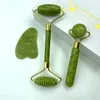 Natural Jade Massage Roller Guasha Board Set Spa Scraper Stone Facial Anti-Wrinkle Behandling Body Facial Massager Tools utan låda