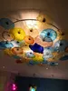 이탈리아 고품질 펜던트 램프 현대 크리스탈 LED 샹들리에 천장 조명 무라노 유리 판 꽃 색상 샹들리에