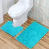 Badrum Bad Mat Set Toalett Mattor Polyester Anti Slip Dusch Mattor Sätta Hem Toalett Pedestal Rug Duschrum Rug golvmattor