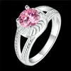 new Plated sterling silver Delicate pink zircon ladies ring DHSR730 US size 8; Hot sale women's 925 silver plate Solitaire Rings jewelry