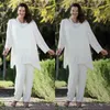 2019 Biała szyfonowa matka panny młodej garnitur garnitur z długimi rękawami Custom Made Plus Size Matka panny młodej