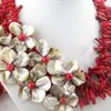 bijoux vente chaude nouveau - Fleur !! collier/boucle d'oreille perle coralahell naturelle ensemble mode AKOYA gratuit