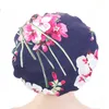 Women Wide Band Satin Bonnet Soft Satin Night Sleep Hat Hårlock Dam Ladies Turban Blomma Tryckt Hår Styling Verktyg Dusch Badning