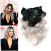 Best Quality Brazilian Virgin Clip In 9A Grade Body Wave Ombre Color Silver Grey Red Green Blue Purple Double Drawn Clip In Hair Extensions 100g