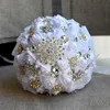 2019 Amazing Bling Crystal Brooch Handmade Satin Rose Buquets Bukiety Kwiaty Druhna Handholds Dostosowany bukiet