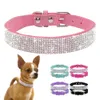 Bling Rhinestone Dog Cat Collars Leather Pet Puppy Kitten Collar Walk Leash Lead For Small Medium Dogs Cats Chihuahua Pug Yorkie8998050