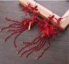 새로운 한국어 신부 티아라 중국 헤어 밴드 보석 두 조각 웨딩 토스트 의류 꽃 헤어 액세서리 빨간색