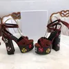 Hot Sale-Classic Sandals Lady Sandals Metal fibbia in pelle sexy Y scarpe da donna con tacco alto 14 cm