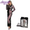 Ohyeahlover transparent underkläder långärmad sexig kläder spets sleepwear eyelash sex klänning lång nattklänning plus storlek 5xl rm80507 j190614