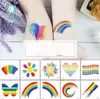 Kleurrijke regenboog tattoo sticker volwassen kinderen 60 * 60mm sticker gezicht cosmetische mooie lichaam kunst tijdelijke sticker partij accessoire jongens meisjes speelgoed