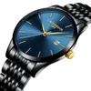 OnTheedge Mens armbandsur Lyxig svart Blå Guld Rostfritt Stål Man Klockor 30m Vattentät Kalender Original Mäns Klocka Y19070603