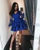 2019 robes de soirée cocktail courtes bleu royal avec jupe en satin à plusieurs niveaux robes de soirée sur mesure Cheap3850368
