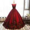 Robe de bal noire et rouge robes de Quinceanera Tulle Sweet 16 à lacets 3D fleurs robes de soirée de bal robes d'occasion spéciale280V