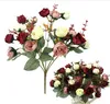 1 ramo de 21 cabezas de rosas artificiales, flores de seda coloridas, flores falsas capaces de belleza, fiesta en casa, decoración de boda GB1249