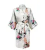 Vêtements de nuit pour femmes Robe en soie Royan solide pour femmes Pyjama en satin Lingerie Kimono Robe de bain Pjs Chemise de nuit 17 couleurs