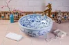 Fregadero de cerámica pintado a mano azul y blanco de cerámica de Jingdezhen Art chino