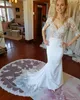 Sexy Lace Mermaid Dresses Jewel Neck Applique Long Illusion Sleeves Court Train Wedding Dress Bridal Gowns vestidos de novia Custom