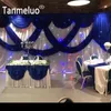 3 m * 6m witte kleur ijs zijde bruiloft achtergronden met koninklijke blauwe swag fase achtergrond drape gordijn bruiloft baby shower party decor