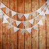 Partihandel Vit Lace Bomull Tyg Bunting Pennant Flag Banner Garland Bröllop / Födelsedag / Baby Show Party Dekorativt tillbehör