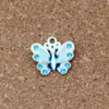 Niebieski Emalia Butterfly Urok Wisiorki 50 sztuk / partia Stop Moda Biżuteria DIY Fit Bransoletki Naszyjnik Kolczyki 22x20.5mm A-505