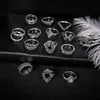 15 Pcs/Lot New supply fashion ring set for women boho bohemia retro vintage black gemstone fashion jewelry ring set factory direct