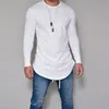 Drôle t-shirts à manches longues t-shirt hommes coton t-shirt style décontracté Streetwear couleur unie Slim Fit Fitness vêtements hommes t-shirts haut