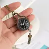 Antik vintage mini glas boll tjur ögon design pocket watch quartz analog display klockor halsband kedja för män kvinnor gåva271r