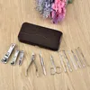 12pcs/set Stainless Steel Nail Manicure Set Leather Case Nail Care Tools Protable Travel Home Personal Manicure HHA883